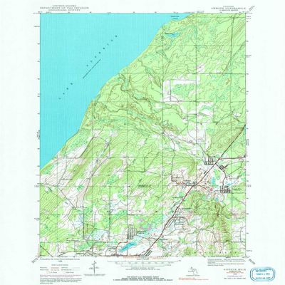 YellowMaps Ahmeek MI topo map, 1:24000 Scale, 7.5 X 7.5 Minute, Historical, 1946, Updated 1992, 26.7 x 21.5 in - Polypropylene