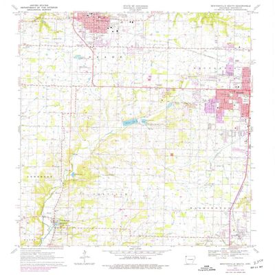 YellowMaps Bentonville South AR topo map, 1:24000 Scale, 7.5 X 7.5 Minute, Historical, 1970, Updated 1977, 26.9 x 22 in - Polypropylene