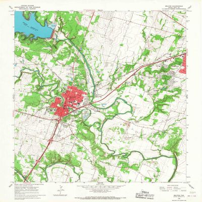 Belton TX topo map, 1:24000 Scale, 7.5 X 7.5 Minute, Historical, 1965, Updated 1968, 26.9 x 23 in - Polypropylene