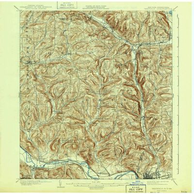 YellowMaps Waverly NY topo map, 1:62500 Scale, 15 X 15 Minute, Historical, 1902, Updated 1943, 20.1 x 16.6 in - Polypropylene