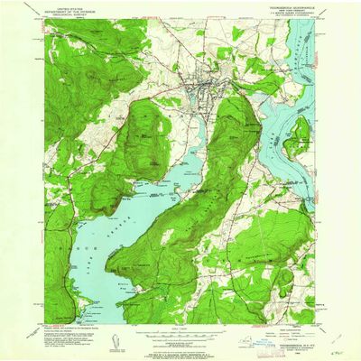 YellowMaps Ticonderoga NY topo map, 1:24000 Scale, 7.5 X 7.5 Minute, Historical, 1950, Updated 1962, 26.9 x 22 in - Polypropylene