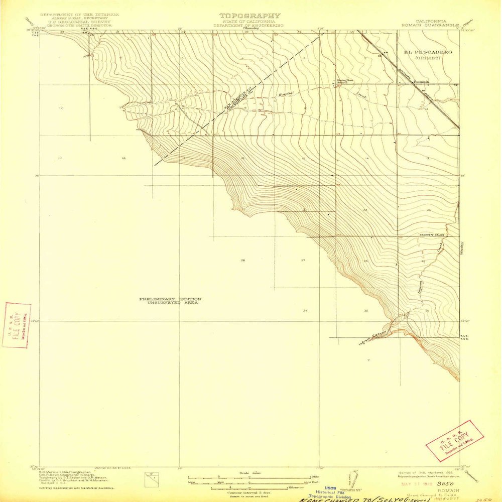 YellowMaps Romain CA topo map, 1:31680 Scale, 7.5 X 7.5 Minute, Historical, 1916, Updated 1922, 19.8 x 16.4 in - Polypropylene