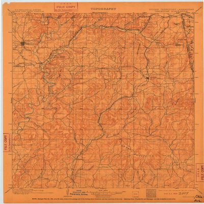 YellowMaps Tahlequah OK topo map, 1:125000 Scale, 30 X 30 Minute, Historical, 1901, Updated 1910, 20.4 x 16 in - Tyvek