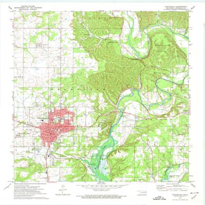 YellowMaps Tahlequah OK topo map, 1:24000 Scale, 7.5 X 7.5 Minute, Historical, 1972, Updated 1974, 27.4 x 21.6 in - Polypropylene