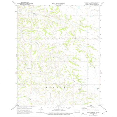 YellowMaps Buckskin Butte ND topo map, 1:24000 Scale, 7.5 X 7.5 Minute, Historical, 1974, Updated 1977, 27 x 22.1 in - Tyvek