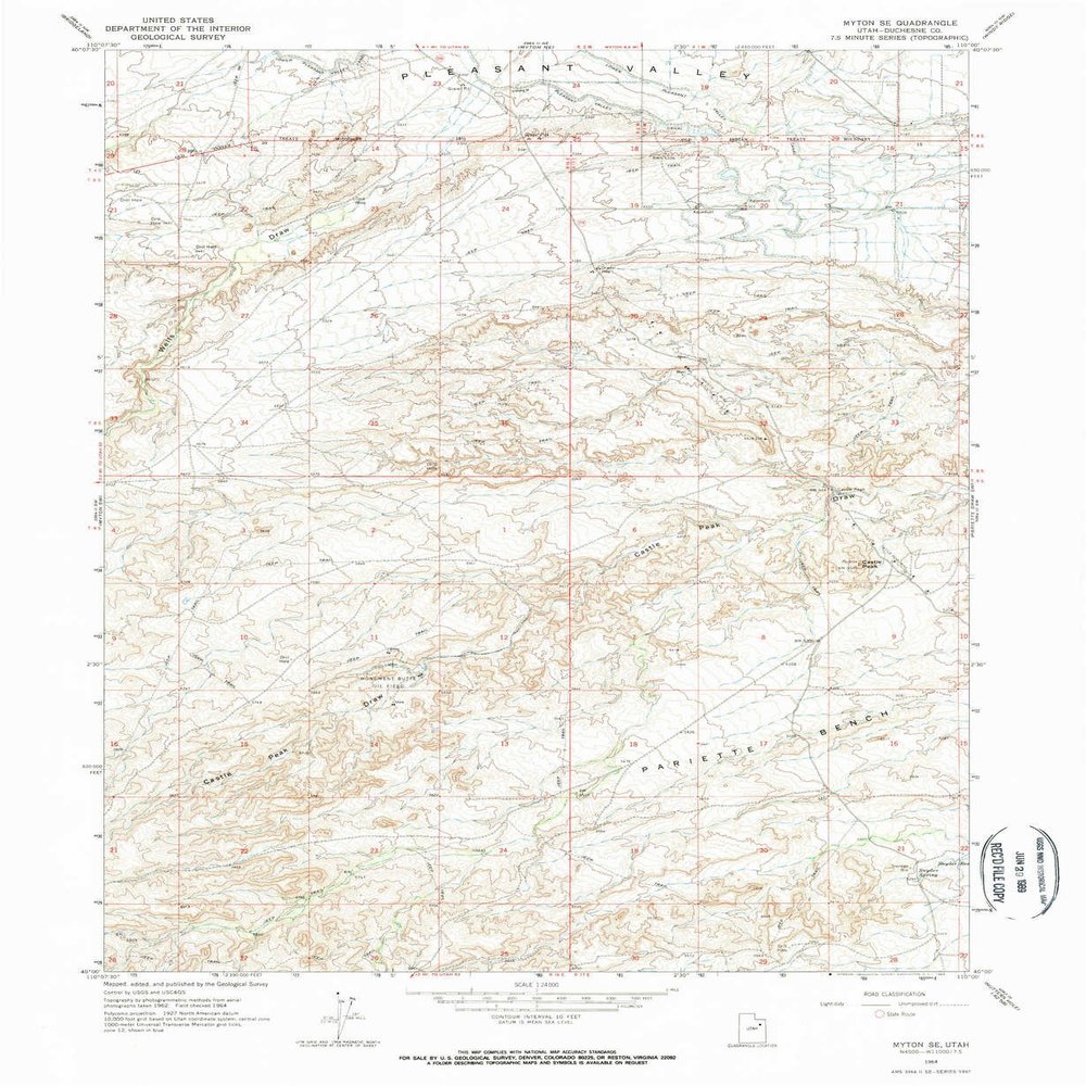 YellowMaps Myton SE UT topo map, 1:24000 Scale, 7.5 X 7.5 Minute, Historical, 1964, Updated 1966, 26.8 x 22 in - Polypropylene