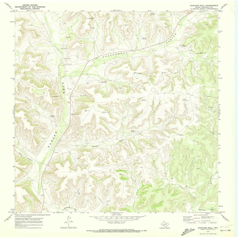 Howards Well TX topo map, 1:24000 Scale, 7.5 X 7.5 Minute, Historical, 1970, Updated 1973, 27 x 23.1 in - Polypropylene