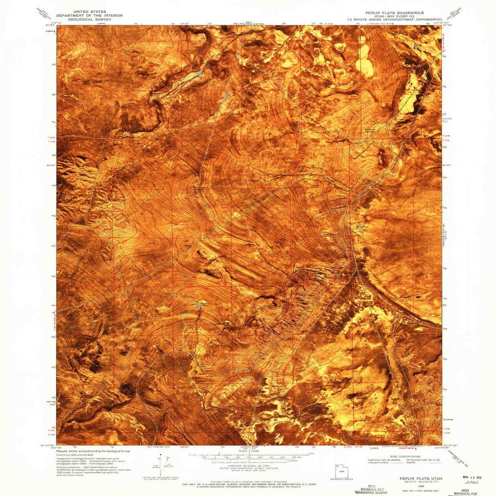 Peplin Flats UT topo map, 1:24000 Scale, 7.5 X 7.5 Minute, Historical, 1969, Updated 1972, 26.9 x 22 in - Tyvek