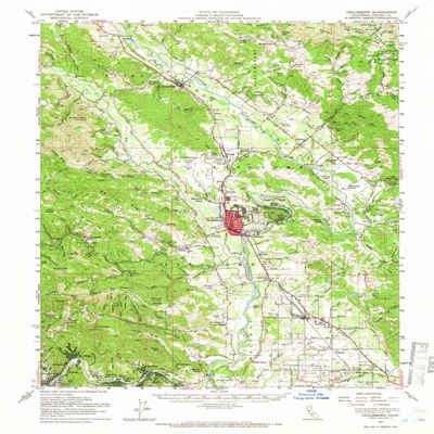 YellowMaps Healdsburg CA topo map, 1:62500 Scale, 15 X 15 Minute, Historical, 1955, Updated 1966, 20.9 x 16.6 in - Polypropylene