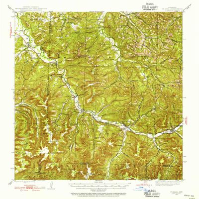 YellowMaps St Paul AR topo map, 1:62500 Scale, 15 X 15 Minute, Historical, 1943, Updated 1956, 20.7 x 16.9 in - Polypropylene