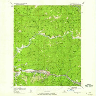 Kellogg ID topo map, 1:62500 Scale, 15 X 15 Minute, Historical, 1957, Updated 1959, 20.9 x 17 in - Tyvek