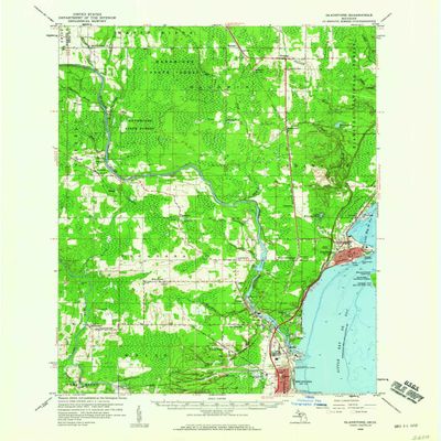 YellowMaps Gladstone MI topo map, 1:62500 Scale, 15 X 15 Minute, Historical, 1958, Updated 1959, 21 x 17 in - Polypropylene