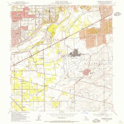 YellowMaps Carmichael CA topo map, 1:24000 Scale, 7.5 X 7.5 Minute, Historical, 1954, Updated 1955, 26.7 x 22 in - Tyvek