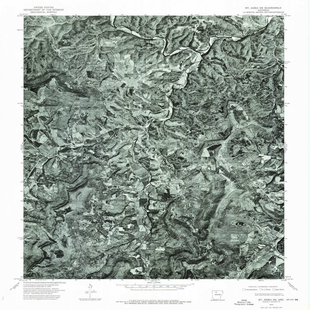 YellowMaps Mt Judea NE AR topo map, 1:24000 Scale, 7.5 X 7.5 Minute, Historical, 1974, Updated 1975, 26.7 x 21.9 in - Polypropylene