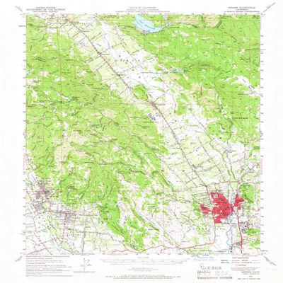 YellowMaps Sonoma CA topo map, 1:62500 Scale, 15 X 15 Minute, Historical, 1951, Updated 1966, 20.7 x 16.6 in - Tyvek