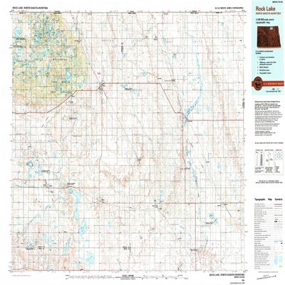 YellowMaps Rock Lake ND topo map, 1:100000 Scale, 30 X 60 Minute, Historical, 1985, Updated 1994, 24.1 x 35.6 in - Polypropylene