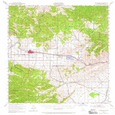 YellowMaps Tehachapi CA topo map, 1:62500 Scale, 15 X 15 Minute, Historical, 1943, Updated 1965, 20.7 x 16.6 in - Polypropylene