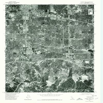 YellowMaps Canoga Park CA topo map, 1:24000 Scale, 7.5 X 7.5 Minute, Historical, 1976, Updated 1980, 26.7 x 22 in - Polypropylene