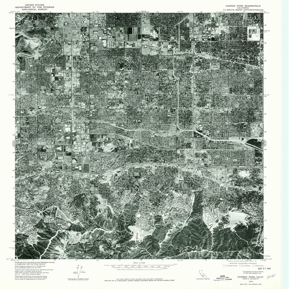YellowMaps Canoga Park CA topo map, 1:24000 Scale, 7.5 X 7.5 Minute, Historical, 1976, Updated 1980, 26.7 x 22 in - Polypropylene