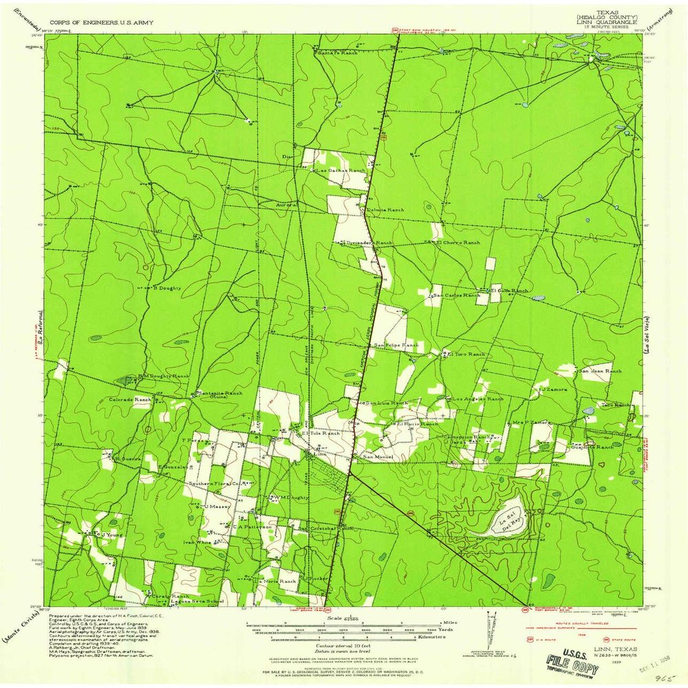 YellowMaps Linn TX topo map, 1:62500 Scale, 15 X 15 Minute, Historical, 1939, Updated 1958, 21 x 18 in - Polypropylene