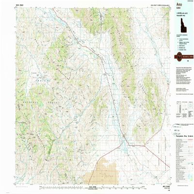 YellowMaps Arco ID topo map, 1:100000 Scale, 30 X 60 Minute, Historical, 1988, Updated 1989, 24.1 x 40 in - Polypropylene