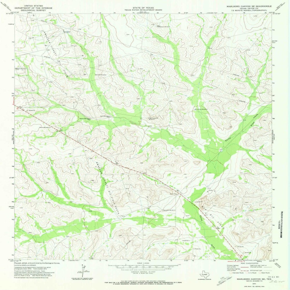 YellowMaps Marlboro Canyon SE TX topo map, 1:24000 Scale, 7.5 X 7.5 Minute, Historical, 1971, Updated 1974, 26.9 x 22.1 in - Polypropylene