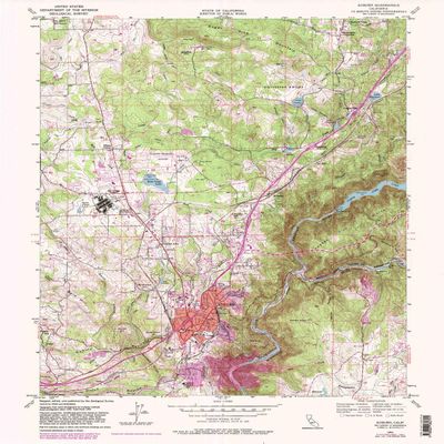 YellowMaps Auburn CA topo map, 1:24000 Scale, 7.5 X 7.5 Minute, Historical, 1953, Updated 1981, 26.8 x 21.5 in - Tyvek