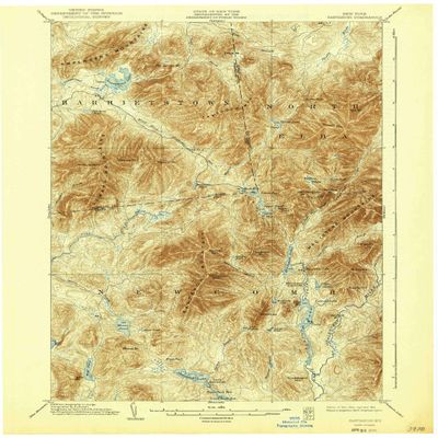 YellowMaps Santanoni NY topo map, 1:62500 Scale, 15 X 15 Minute, Historical, 1904, Updated 1940, 20.1 x 16.6 in - Polypropylene