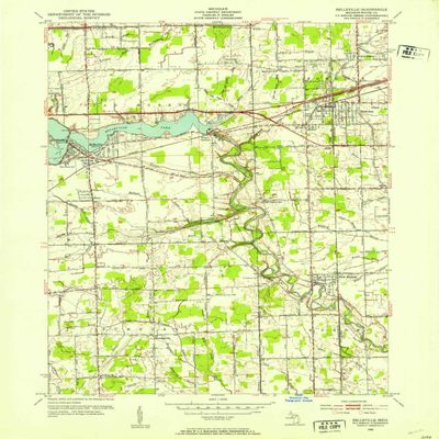 Belleville MI topo map, 1:24000 Scale, 7.5 X 7.5 Minute, Historical, 1952, Updated 1953, 27 x 21.9 in - Polypropylene