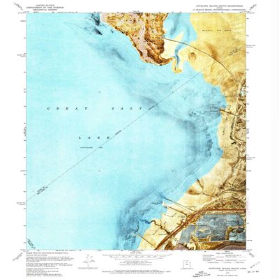 YellowMaps Antelope Island South UT topo map, 1:24000 Scale, 7.5 X 7.5 Minute, Historical, 1972, Updated 1974, 26.7 x 21.9 in - Tyvek