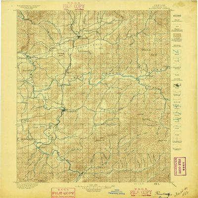 YellowMaps Roseburg OR topo map, 1:125000 Scale, 30 X 30 Minute, Historical, 1897, Updated 1897, 20.2 x 16.6 in - Polypropylene