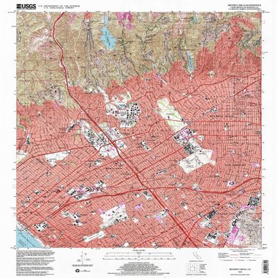 YellowMaps Beverly Hills CA topo map, 1:24000 Scale, 7.5 X 7.5 Minute, Historical, 1995, Updated 1999, 26.9 x 21.5 in - Polypropylene