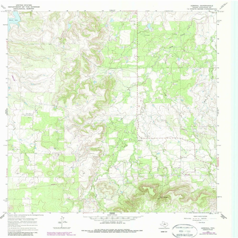 YellowMaps Admiral TX topo map, 1:24000 Scale, 7.5 X 7.5 Minute, Historical, 1966, Updated 1987, 27 x 22 in - Polypropylene