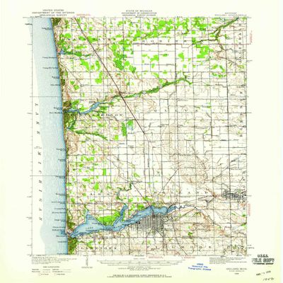 YellowMaps Holland MI topo map, 1:62500 Scale, 15 X 15 Minute, Historical, 1929, Updated 1959, 20.9 x 17 in - Tyvek