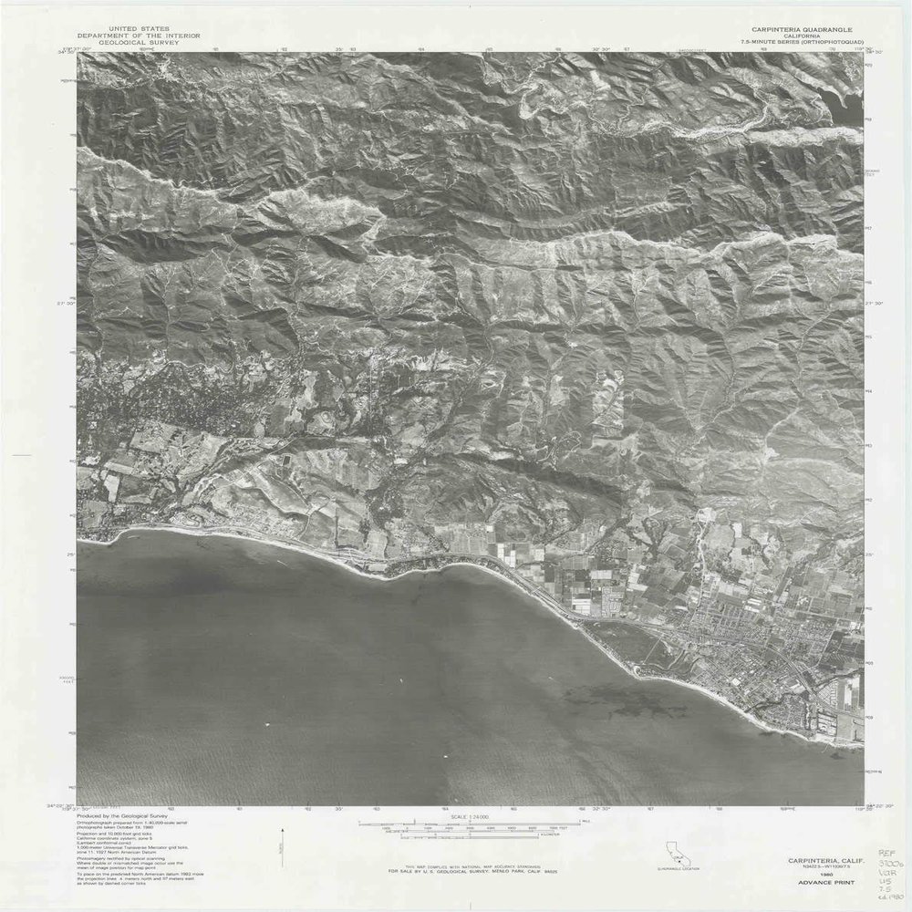 YellowMaps Carpinteria CA topo map, 1:24000 Scale, 7.5 X 7.5 Minute, Historical, 1980, 27.5 x 21.8 in - Polypropylene