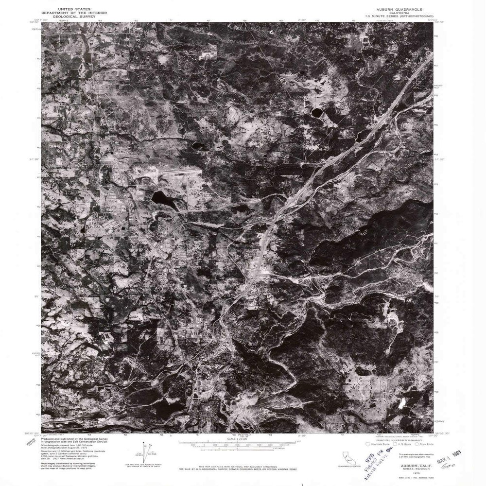 YellowMaps Auburn CA topo map, 1:24000 Scale, 7.5 X 7.5 Minute, Historical, 1975, Updated 1981, 26.8 x 21.9 in - Tyvek
