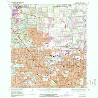 YellowMaps Birmingham MI topo map, 1:24000 Scale, 7.5 X 7.5 Minute, Historical, 1981, Updated 1989, 26.8 x 22 in - Polypropylene