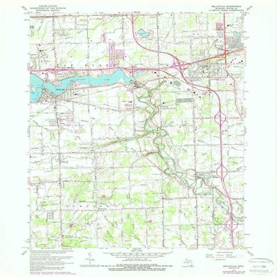 Belleville MI topo map, 1:24000 Scale, 7.5 X 7.5 Minute, Historical, 1967, Updated 1989, 26.9 x 22 in - Tyvek