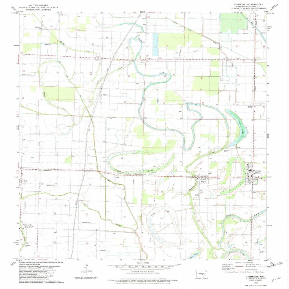YellowMaps Humnoke AR topo map, 1:24000 Scale, 7.5 X 7.5 Minute, Historical, 1982, Updated 1982, 26.7 x 22 in - Polypropylene