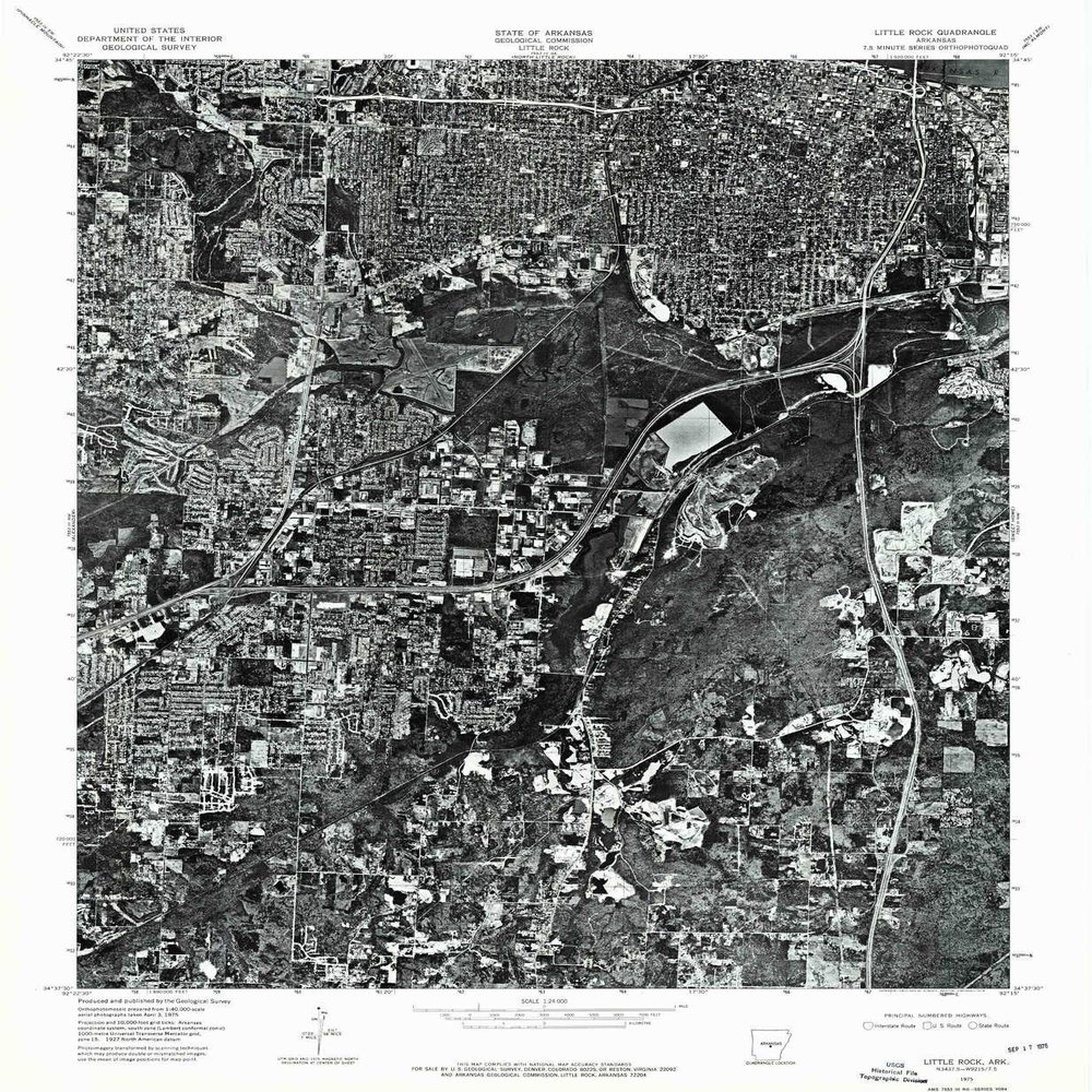 YellowMaps Little Rock AR topo map, 1:24000 Scale, 7.5 X 7.5 Minute, Historical, 1975, Updated 1976, 26.7 x 22 in - Polypropylene