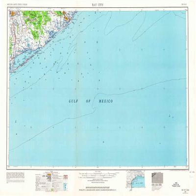 YellowMaps Bay City TX topo map, 1:250000 Scale, 1 X 2 Degree, Historical, 1956, Updated 1964, 22 x 34.1 in - Polypropylene