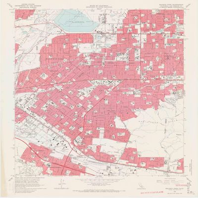 YellowMaps Baldwin Park CA topo map, 1:24000 Scale, 7.5 X 7.5 Minute, Historical, 1966, Updated 1967, 27.2 x 22.2 in - Tyvek