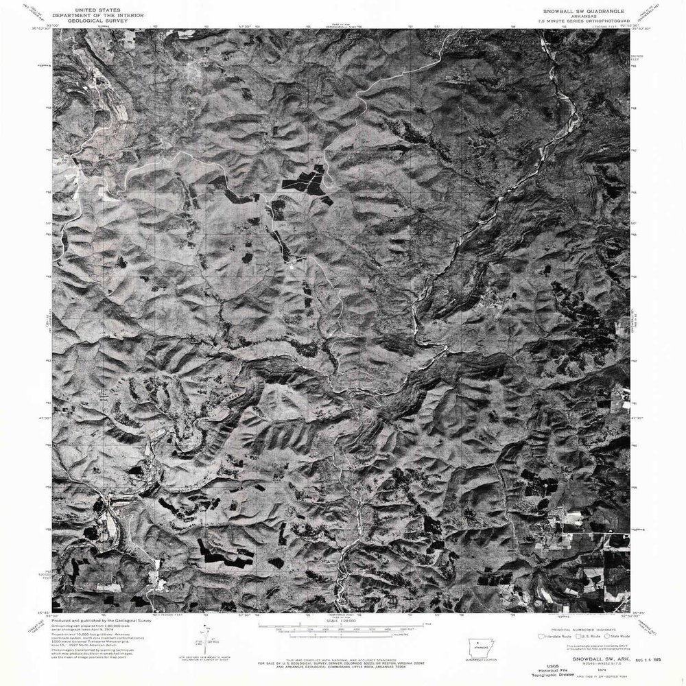 YellowMaps Snowball SW AR topo map, 1:24000 Scale, 7.5 X 7.5 Minute, Historical, 1974, Updated 1975, 26.6 x 21.9 in - Polypropylene