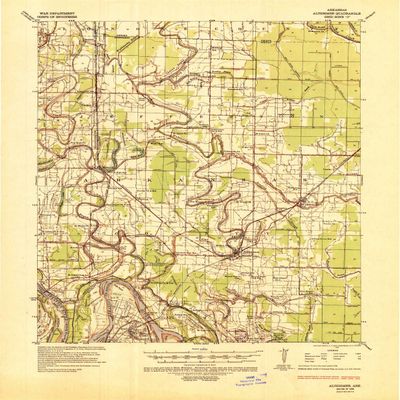 YellowMaps Altheimer AR topo map, 1:62500 Scale, 15 X 15 Minute, Historical, 1935, Updated 1944, 21.8 x 17.9 in - Polypropylene