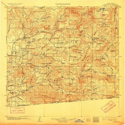YellowMaps Cuyamaca CA topo map, 1:125000 Scale, 30 X 30 Minute, Historical, 1903, Updated 1912, 19.9 x 16.5 in - Polypropylene