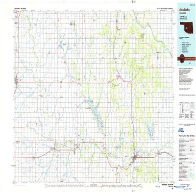 YellowMaps Anadarko OK topo map, 1:100000 Scale, 30 X 60 Minute, Historical, 1986, Updated 1986, 25.1 x 44.2 in - Tyvek