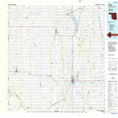 YellowMaps Altus OK topo map, 1:100000 Scale, 30 X 60 Minute, Historical, 1985, Updated 1985, 25 x 44.3 in - Polypropylene