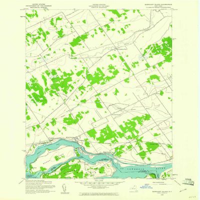 YellowMaps Barnhart Island ON topo map, 1:24000 Scale, 7.5 X 7.5 Minute, Historical, 1942, Updated 1961, 27 x 22.1 in - Polypropylene