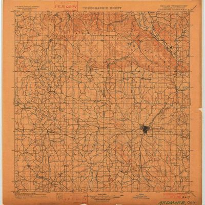 YellowMaps Ardmore OK topo map, 1:125000 Scale, 30 X 30 Minute, Historical, 1901, 19.9 x 17.1 in - Tyvek