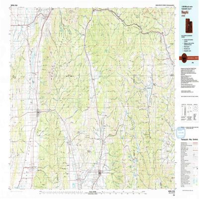 YellowMaps Nephi UT topo map, 1:100000 Scale, 30 X 60 Minute, Historical, 1981, Updated 1991, 24.1 x 41 in - Polypropylene